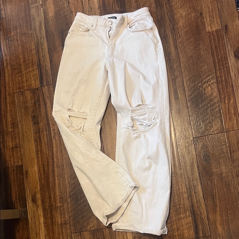 Wild Fable Cream Distressed Boyfriend Jeans